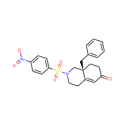 O=C1C=C2CCN(S(=O)(=O)c3ccc([N+](=O)[O-])cc3)C[C@]2(Cc2ccccc2)CC1 ZINC000028953647