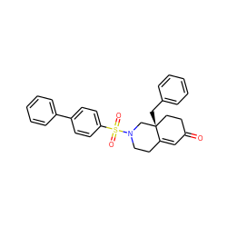 O=C1C=C2CCN(S(=O)(=O)c3ccc(-c4ccccc4)cc3)C[C@]2(Cc2ccccc2)CC1 ZINC000028953688