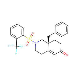 O=C1C=C2CCN(S(=O)(=O)c3ccccc3C(F)(F)F)C[C@]2(Cc2ccccc2)CC1 ZINC000028953633