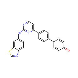 O=C1C=CC(c2ccc(-c3ccnc(Nc4ccc5ncsc5c4)n3)cc2)C=C1 ZINC000096258281