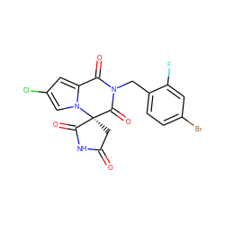 O=C1C[C@@]2(C(=O)N1)C(=O)N(Cc1ccc(Br)cc1F)C(=O)c1cc(Cl)cn12 ZINC000013781471