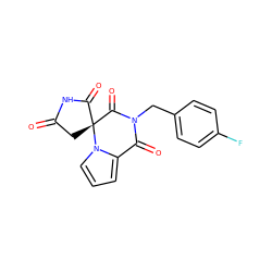 O=C1C[C@@]2(C(=O)N1)C(=O)N(Cc1ccc(F)cc1)C(=O)c1cccn12 ZINC000013781443