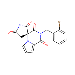 O=C1C[C@@]2(C(=O)N1)C(=O)N(Cc1ccccc1Br)C(=O)c1cccn12 ZINC000013781451