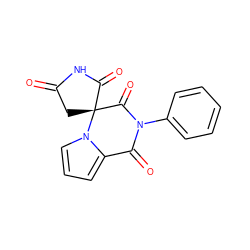 O=C1C[C@@]2(C(=O)N1)C(=O)N(c1ccccc1)C(=O)c1cccn12 ZINC000013781435