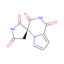 O=C1C[C@@]2(C(=O)N1)C(=O)NC(=O)c1cccn12 ZINC000013781431