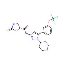 O=C1C[C@@H](C(=O)Nc2cc(-c3cccc(OC(F)(F)F)c3)n(C3CCOCC3)n2)CN1 ZINC000169707127