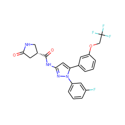 O=C1C[C@@H](C(=O)Nc2cc(-c3cccc(OCC(F)(F)F)c3)n(-c3cccc(F)c3)n2)CN1 ZINC000169707145