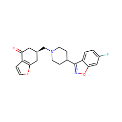 O=C1C[C@@H](CN2CCC(c3noc4cc(F)ccc34)CC2)Cc2occc21 ZINC000003994229