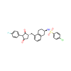 O=C1C[C@@H](Cc2cccc3c2CC[C@@H](NS(=O)(=O)c2ccc(Cl)cc2)C3)C(=O)C1c1ccc(F)cc1 ZINC000299821722