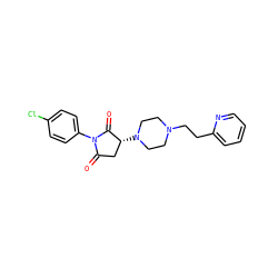 O=C1C[C@@H](N2CCN(CCc3ccccn3)CC2)C(=O)N1c1ccc(Cl)cc1 ZINC000022456838