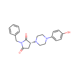 O=C1C[C@@H](N2CCN(c3ccc(O)cc3)CC2)C(=O)N1Cc1ccccc1 ZINC000021816781