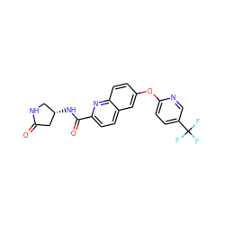 O=C1C[C@@H](NC(=O)c2ccc3cc(Oc4ccc(C(F)(F)F)cn4)ccc3n2)CN1 ZINC001772645350