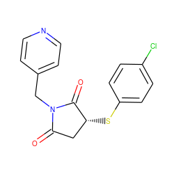 O=C1C[C@@H](Sc2ccc(Cl)cc2)C(=O)N1Cc1ccncc1 ZINC000000068846