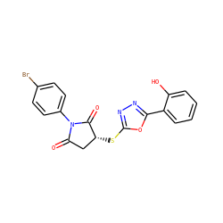 O=C1C[C@@H](Sc2nnc(-c3ccccc3O)o2)C(=O)N1c1ccc(Br)cc1 ZINC000002700534