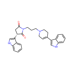 O=C1C[C@@H](c2c[nH]c3ccccc23)C(=O)N1CCCN1CC=C(c2c[nH]c3ccccc23)CC1 ZINC000096909809