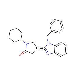 O=C1C[C@@H](c2nc3ccccc3n2Cc2ccccc2)CN1C1CCCCC1 ZINC000040271603