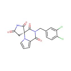 O=C1C[C@]2(C(=O)N1)C(=O)N(Cc1ccc(Cl)c(Cl)c1)C(=O)c1cccn12 ZINC000000606113