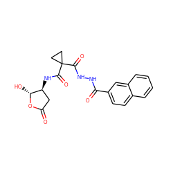 O=C1C[C@H](NC(=O)C2(C(=O)NNC(=O)c3ccc4ccccc4c3)CC2)[C@@H](O)O1 ZINC000036092993