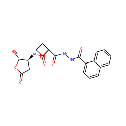 O=C1C[C@H](NC(=O)C2(C(=O)NNC(=O)c3cccc4ccccc34)CCC2)[C@@H](O)O1 ZINC000036092959