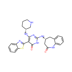 O=C1C[C@H](Nc2nc(N[C@@H]3CCCNC3)c(-c3nc4ccccc4s3)c(=O)[nH]2)Cc2ccccc2N1 ZINC001772631454