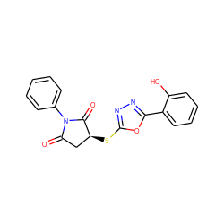 O=C1C[C@H](Sc2nnc(-c3ccccc3O)o2)C(=O)N1c1ccccc1 ZINC000013124677