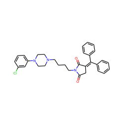 O=C1CC(=C(c2ccccc2)c2ccccc2)C(=O)N1CCCCN1CCN(c2cccc(Cl)c2)CC1 ZINC000008399005