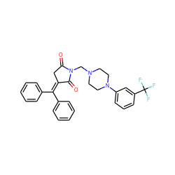 O=C1CC(=C(c2ccccc2)c2ccccc2)C(=O)N1CN1CCN(c2cccc(C(F)(F)F)c2)CC1 ZINC000027554036