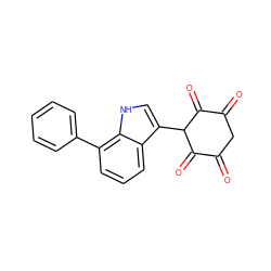 O=C1CC(=O)C(=O)C(c2c[nH]c3c(-c4ccccc4)cccc23)C1=O ZINC000036160188