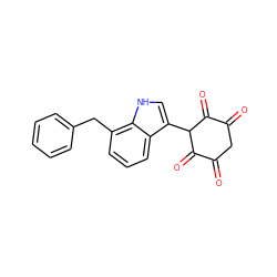 O=C1CC(=O)C(=O)C(c2c[nH]c3c(Cc4ccccc4)cccc23)C1=O ZINC000036160192