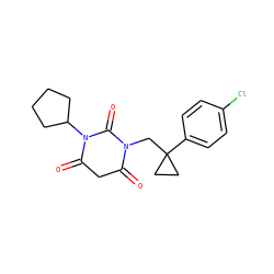 O=C1CC(=O)N(C2CCCC2)C(=O)N1CC1(c2ccc(Cl)cc2)CC1 ZINC000101678020