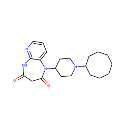 O=C1CC(=O)N(C2CCN(C3CCCCCCC3)CC2)c2cccnc2N1 ZINC000115710598