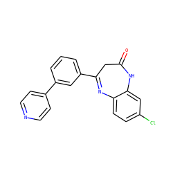 O=C1CC(c2cccc(-c3ccncc3)c2)=Nc2ccc(Cl)cc2N1 ZINC000101383249