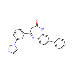 O=C1CC(c2cccc(-n3ccnc3)c2)=Nc2ccc(-c3ccccc3)cc2N1 ZINC000101143775