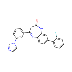 O=C1CC(c2cccc(-n3ccnc3)c2)=Nc2ccc(-c3ccccc3F)cc2N1 ZINC000101144924