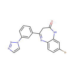 O=C1CC(c2cccc(-n3ccnn3)c2)=Nc2ccc(Br)cc2N1 ZINC000101148481