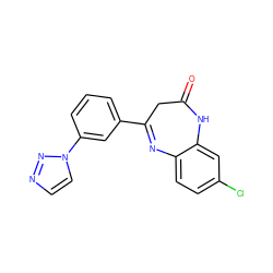 O=C1CC(c2cccc(-n3ccnn3)c2)=Nc2ccc(Cl)cc2N1 ZINC000101464579