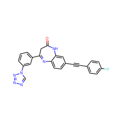 O=C1CC(c2cccc(-n3cnnn3)c2)=Nc2ccc(C#Cc3ccc(F)cc3)cc2N1 ZINC000101489643