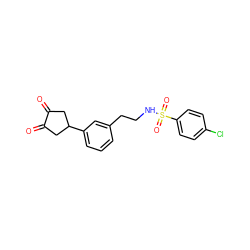 O=C1CC(c2cccc(CCNS(=O)(=O)c3ccc(Cl)cc3)c2)CC1=O ZINC000299828292