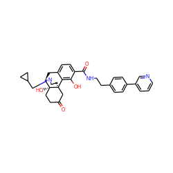 O=C1CC[C@@]2(O)[C@H]3Cc4ccc(C(=O)NCCc5ccc(-c6cccnc6)cc5)c(O)c4[C@@]2(CCN3CC2CC2)C1 ZINC001772582062