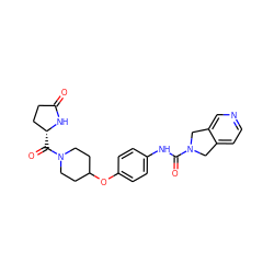 O=C1CC[C@@H](C(=O)N2CCC(Oc3ccc(NC(=O)N4Cc5ccncc5C4)cc3)CC2)N1 ZINC000166037028