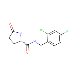 O=C1CC[C@@H](C(=O)NCc2ccc(F)cc2Cl)N1 ZINC000058582682