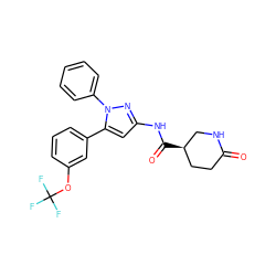 O=C1CC[C@@H](C(=O)Nc2cc(-c3cccc(OC(F)(F)F)c3)n(-c3ccccc3)n2)CN1 ZINC000169707087