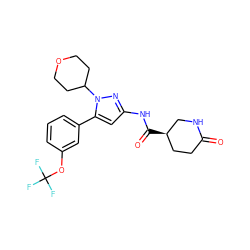 O=C1CC[C@@H](C(=O)Nc2cc(-c3cccc(OC(F)(F)F)c3)n(C3CCOCC3)n2)CN1 ZINC000169707129