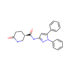 O=C1CC[C@@H](C(=O)Nc2cc(-c3ccccc3)n(-c3ccccc3)n2)CN1 ZINC000143752641