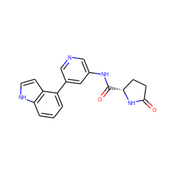 O=C1CC[C@@H](C(=O)Nc2cncc(-c3cccc4[nH]ccc34)c2)N1 ZINC000299852042