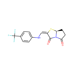 O=C1CC[C@@H]2S/C(=C/Nc3ccc(C(F)(F)F)cc3)C(=O)N12 ZINC000100521142