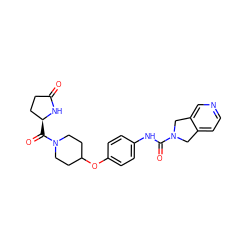 O=C1CC[C@H](C(=O)N2CCC(Oc3ccc(NC(=O)N4Cc5ccncc5C4)cc3)CC2)N1 ZINC000166035786