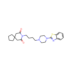 O=C1CC2(CCCC2)CC(=O)N1CCCCN1CCN(c2nc3ccccc3s2)CC1 ZINC000027199015