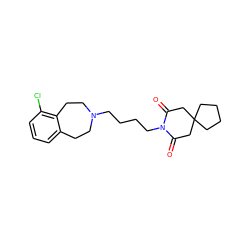 O=C1CC2(CCCC2)CC(=O)N1CCCCN1CCc2cccc(Cl)c2CC1 ZINC000027715728