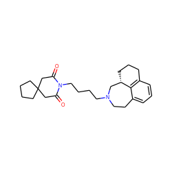 O=C1CC2(CCCC2)CC(=O)N1CCCCN1CCc2cccc3c2[C@@H](CCC3)C1 ZINC000027721150